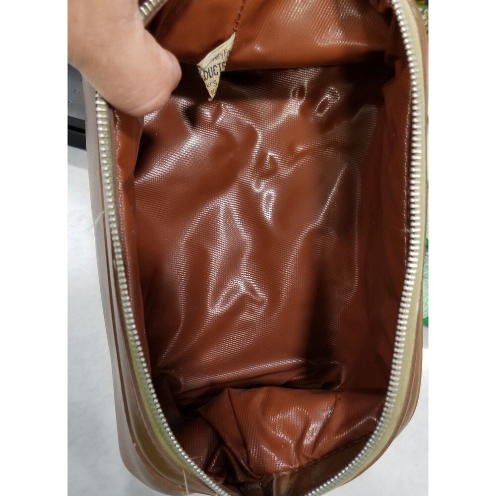 Vintage travel products brown cosmetic dopp travel bag - Picture 9 of 12